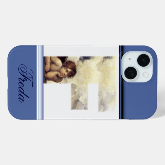 RENAISSANCE ANGEL F LETTER Winged Cherub Monogram Case-Mate iPhone Hülle (Rückseite (Horizontal))