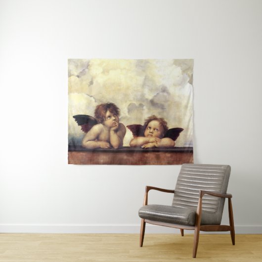 RENAISSANCE ANGELS Raffaello Sanzio, Winged Cherub Wandteppich (Beispiel (Horizontal))