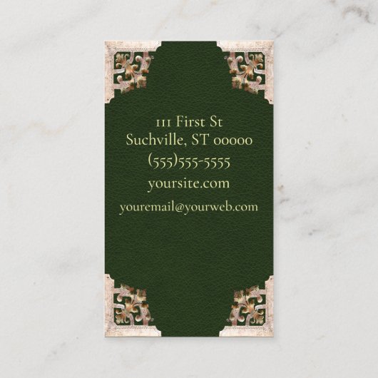 Renaissance Antique Style (Green) Visitenkarte (Rückseite)