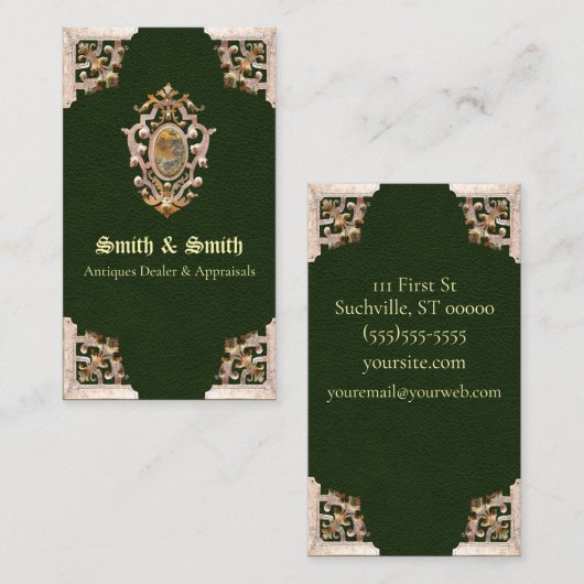 Renaissance Antique Style (Green) Visitenkarte (Vorne/Hinten)