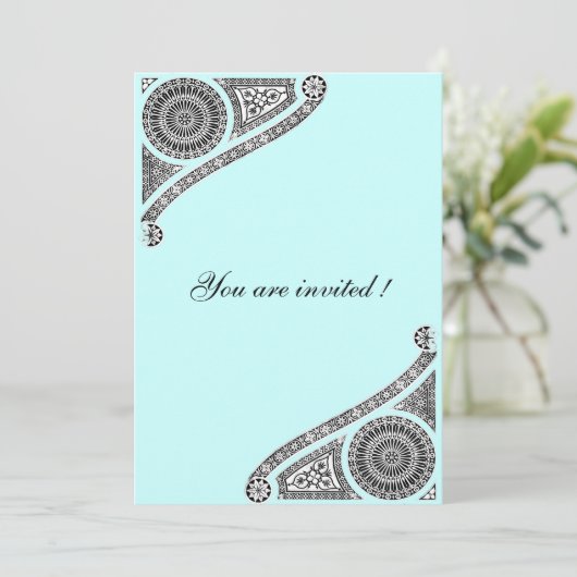 RENAISSANCE, Aqua Blue Einladung (Stehend Vorderseite)