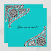 RENAISSANCE, Aquamarines Aqua Blau, Turquase Einladung (Vorne/Hinten)