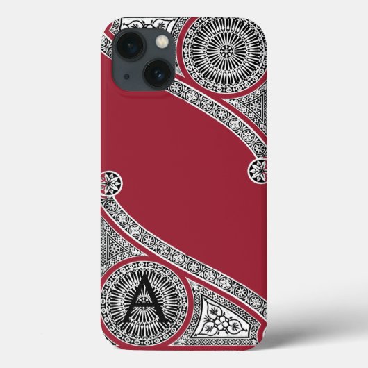 RENAISSANCE ARCHITECT Marsala Red Monogram Case-Mate iPhone Hülle (Rückseite)