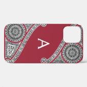 RENAISSANCE ARCHITECT Marsala Red Monogram Case-Mate iPhone Hülle (Rückseite (Horizontal))