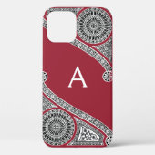 RENAISSANCE ARCHITECT Marsala Red Monogram Case-Mate iPhone Hülle (Rückseite)