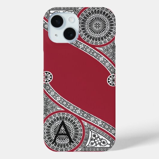 RENAISSANCE ARCHITECT Marsala Red Monogram Case-Mate iPhone Hülle (Rückseite)