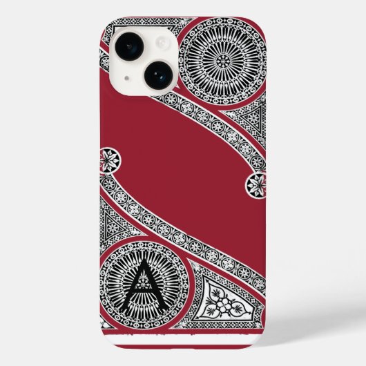RENAISSANCE ARCHITECT Marsala Red Monogram Case-Mate iPhone Hülle (Rückseite)