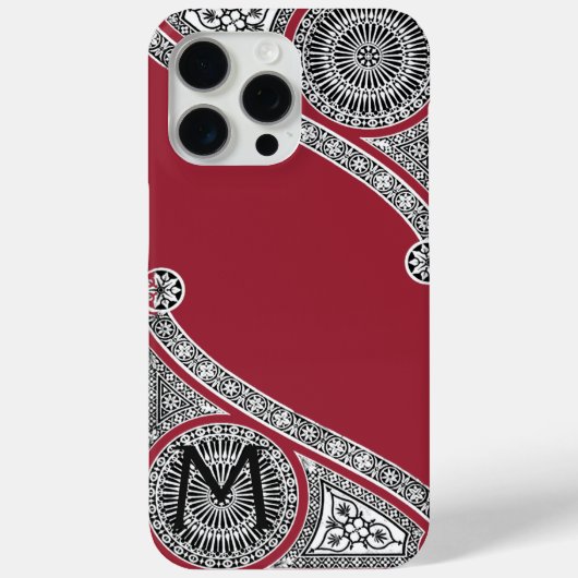 RENAISSANCE ARCHITECT Marsala Red Monogram Case-Mate iPhone Hülle (Rückseite)