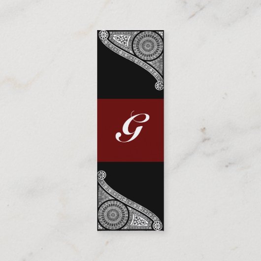 RENAISSANCE ARCHITECT MONOGRAM 3 dunkelgrau rot Mini Visitenkarte (Rückseite)