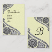 RENAISSANCE ARCHITECT MONOGRAM 4 Schwarze Creme Pe Visitenkarte (Vorne/Hinten)