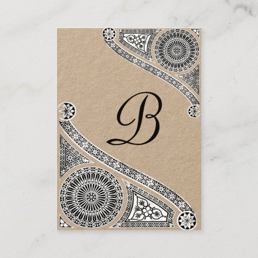 RENAISSANCE ARCHITECT MONOGRAM Schwarz-weiß Kraft Visitenkarte (Rückseite)