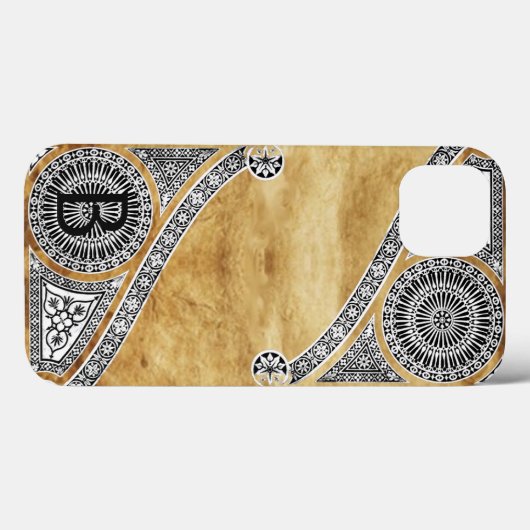 RENAISSANCE ARCHITECT-Parchment-Monogramm Case-Mate iPhone Hülle (Rückseite (Horizontal))