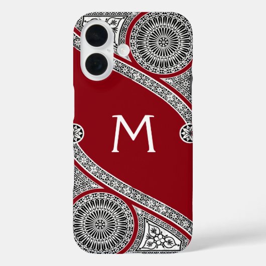 RENAISSANCE ARCHITECT Red Burgundy Monogramm Case-Mate iPhone Hülle (Rückseite)