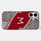RENAISSANCE ARCHITECT Red Burgundy Monogramm Case-Mate iPhone Hülle (Rückseite (Horizontal))