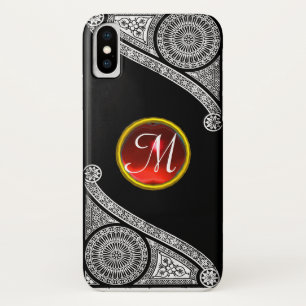 RENAISSANCE ARCHITECT Schwarz-weiß Red Gem Monogra Case-Mate iPhone Hülle