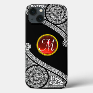 RENAISSANCE ARCHITECT Schwarz-weiß Red Gem Monogra Case-Mate iPhone Hülle