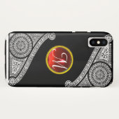 RENAISSANCE ARCHITECT Schwarz-weiß Red Gem Monogra Case-Mate iPhone Hülle (Rückseite (Horizontal))