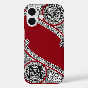 RENAISSANCE-ARCHITEKT Roter Burgunder Monogramm iPhone 16 Hülle
