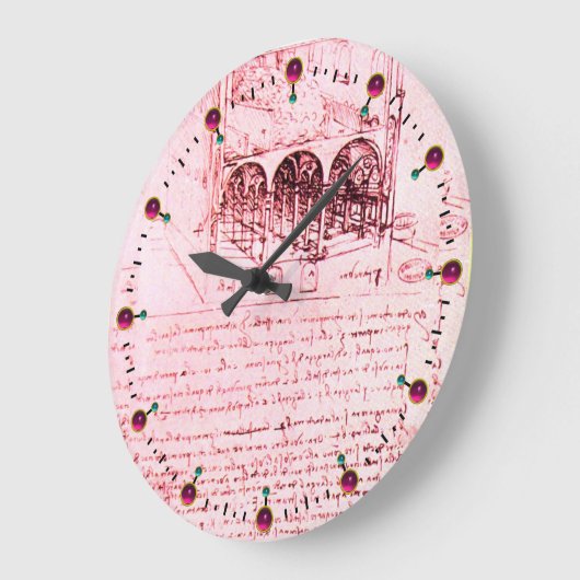 RENAISSANCE ARCHITEKTUR, ARCHITEKT, Pink Große Wanduhr (Winkel)
