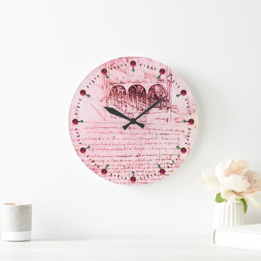 RENAISSANCE ARCHITEKTUR, ARCHITEKT, Pink Große Wanduhr (Zuhause)