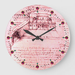 RENAISSANCE ARCHITEKTUR, ARCHITEKT, Pink Große Wanduhr