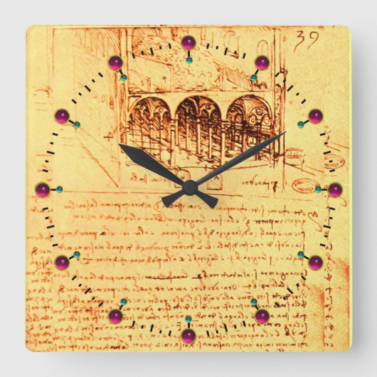 RENAISSANCE ARCHITEKTUR, ARCHITEKT QUADRATISCHE WANDUHR (Vorderseite)