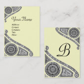 RENAISSANCE ARCHITEKTUR MONOGRAM 4 Schwarzes Creme Visitenkarte (Vorne/Hinten)