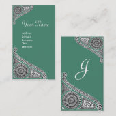 RENAISSANCE ARCHITEKTUR MONOGRAM Grün Visitenkarte (Vorne/Hinten)