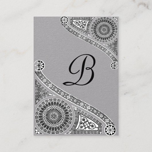 RENAISSANCE ARCHITEKTUR MONOGRAM Schwarz-weiß Grau Visitenkarte (Rückseite)