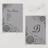 RENAISSANCE ARCHITEKTUR MONOGRAM Schwarz-weiß Grau Visitenkarte (Vorne/Hinten)