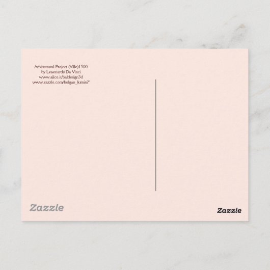 RENAISSANCE ARCHITEKTUR, VILLPROJEKT, rosa Postkarte (Rückseite)