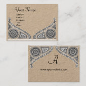 RENAISSANCE ARCITECTURE MONOGRAM Black Kraft Paper Visitenkarte (Vorne/Hinten)