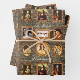 Renaissance Art Gerahmt auf antike Schrift Grunge Geschenkpapier Set