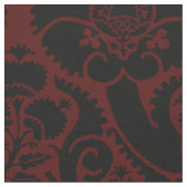 Renaissance-Blumen - Schwarz auf Dunkelrot Stoff (Nahaufnahme)