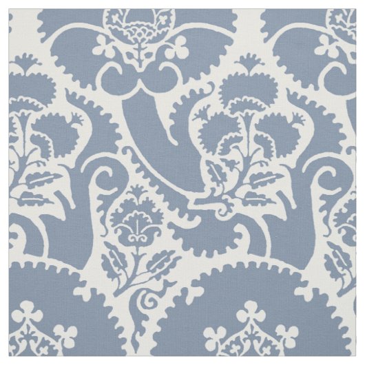 Renaissance-Blumenmuster - Hellblau auf Weiß Stoff (Muster)