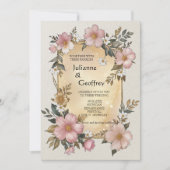 Renaissance-Blumenrahmen Einladung zur Hochzeit (Vorderseite)