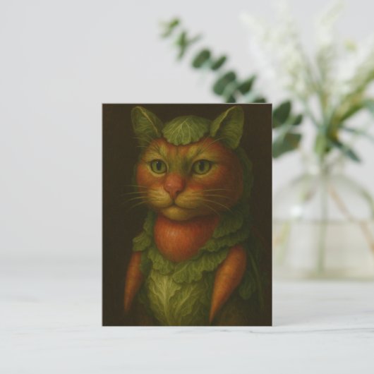 Renaissance Cat Portrait Postkarte (Stehend Vorderseite)