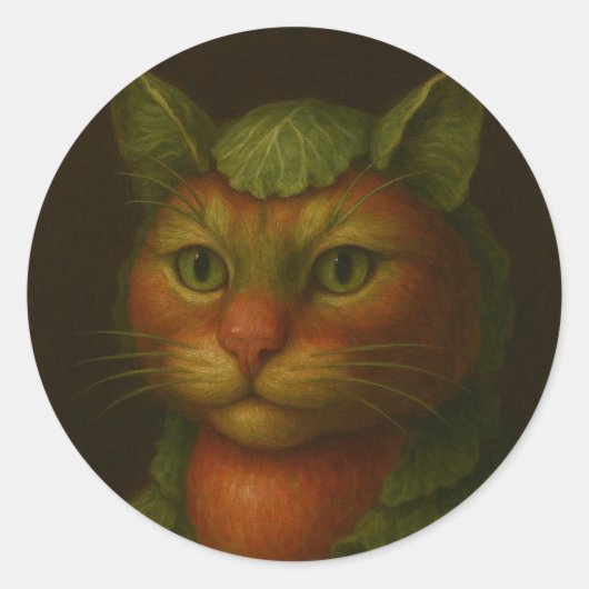 Renaissance Cat Portrait Runder Aufkleber (Vorderseite)