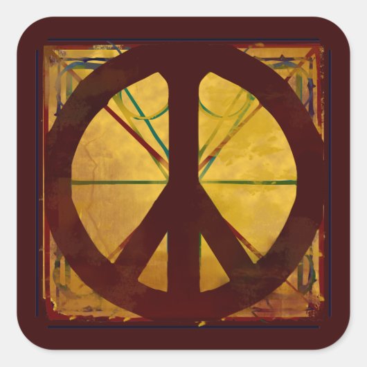 Renaissance Da Vinci Style Peace Sign Quadratischer Aufkleber (Vorderseite)