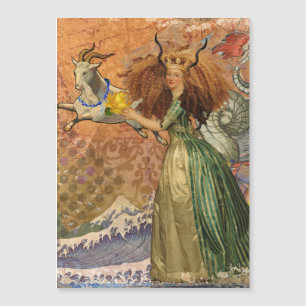Renaissance-Dame Capricorn-Fantasy Vintage-Zodiaku Magnetkarte