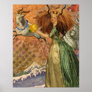 Renaissance-Dame Capricorn-Fantasy-Vintage-Zodiaku Poster