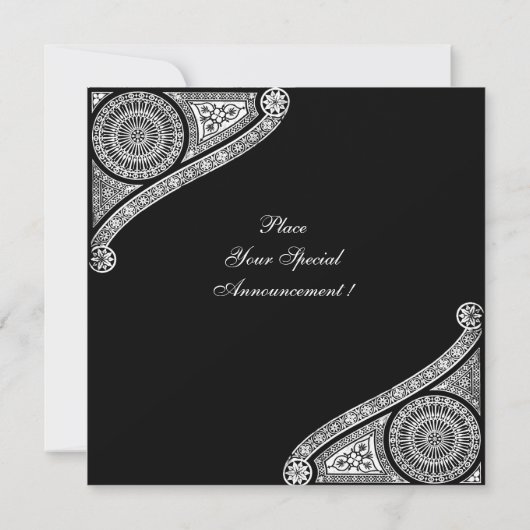 RENAISSANCE DECOR Schwarz-weiß Einladung (Rückseite)
