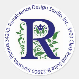 Renaissance Design Studio, Inc. Adressetikett Runder Aufkleber