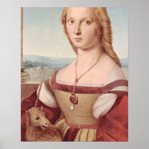 Renaissance-Einhorn-und-Lady-Raphael-Gemälde Poster