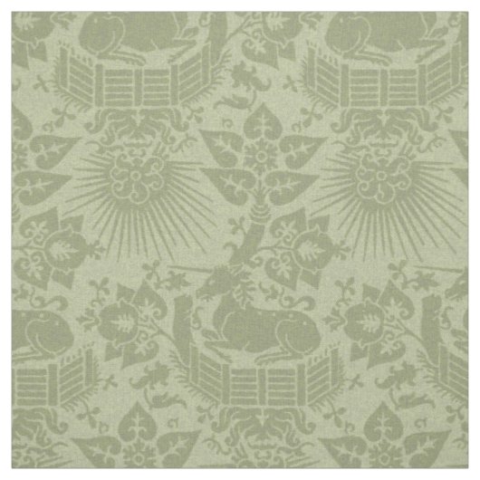 Renaissance-Einhorngarten, Frühjahrsgrün Stoff (Muster)