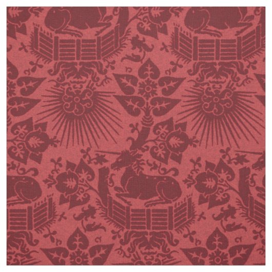 Renaissance-Einhorngarten, Ruby Stoff (Muster)