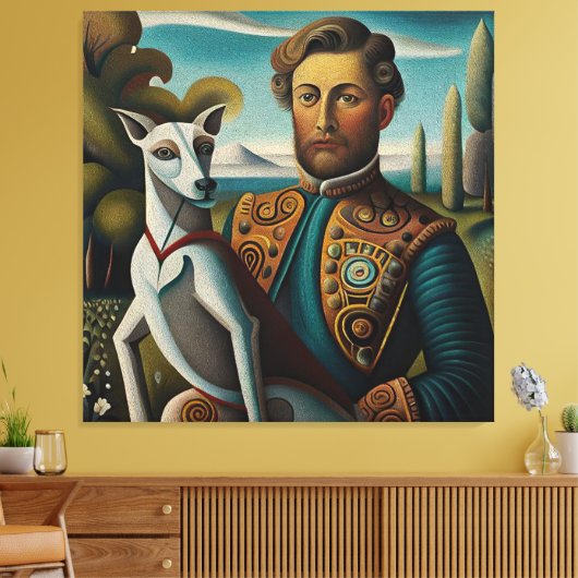 Renaissance Elegance Italian Greyhound and Noble Leinwanddruck (Insitu (Wohnzimmer))