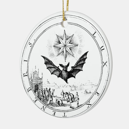 Renaissance Emblem Bat and Candle Keramik Ornament (Links)