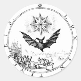 Renaissance Emblem Bat and Candle Runder Aufkleber