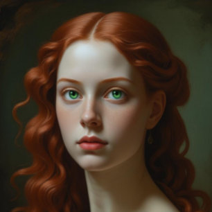Renaissance-Frau mit hellgrünen Augen Poster